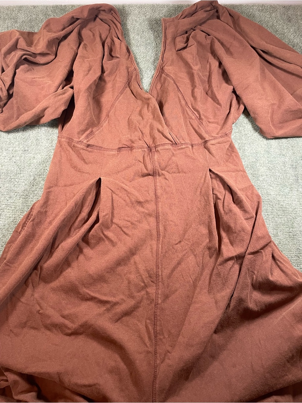 Free People Rust Brown Puff-Sleeve Jumpsuit - Picture 9 of 9